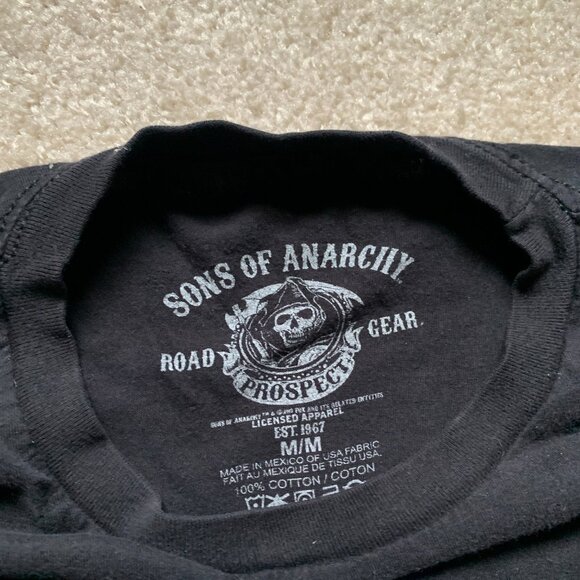 Sons of Anarchy Black Red Skull Tee Emo Mall Goth - Picture 4 of 4